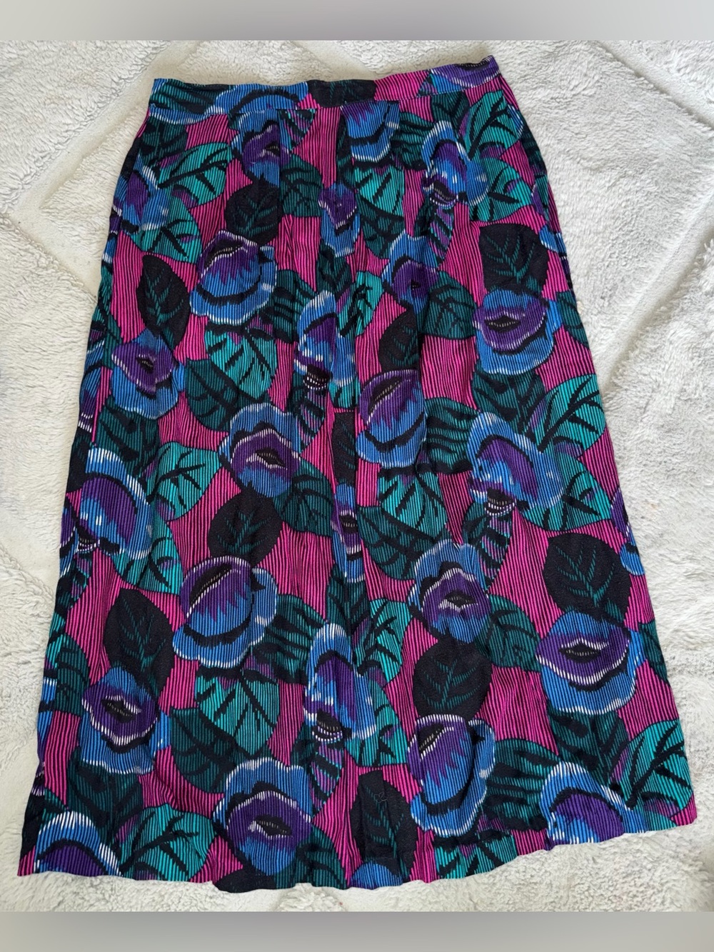 Vintage 90’s Jonathan Martin Magenta Floral A-Line Midi Skirt